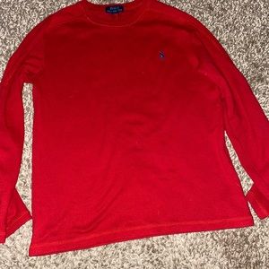 Red long sleeve polo shirt